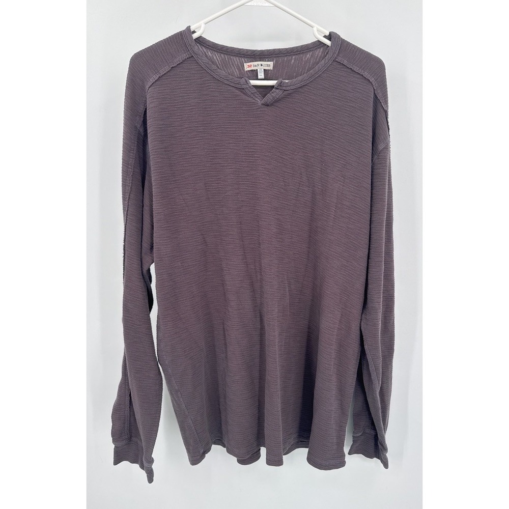 32 Bar Blues‎ Sweater Men S Blue Crew Neck Pullover Distressed Cotton Yarn Dyed